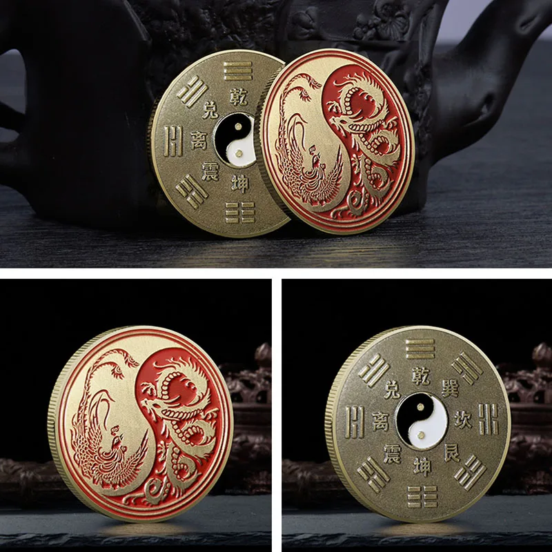 Belle pièce de monnaie traditionnelle chinoise de haute qualité, pièce  commémorative de la prospérité apportée par le Dragon et le phénix -  AliExpress