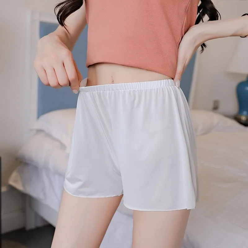 Boutique Silk Smooth Safety Pants for Female Students At Home Large Size Anti Runout Light Inner Wear Bottom Loose Shorts