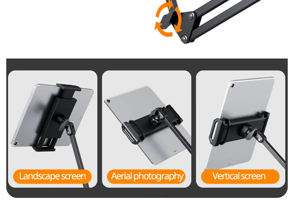 Universal Tabblet Ständer Clip Faule Halterung Flexible Gelenk Aluminium Arm Telefon Halterung Für Ipad Pro Alle 4 "-12,9" Geräte – Detail 3
