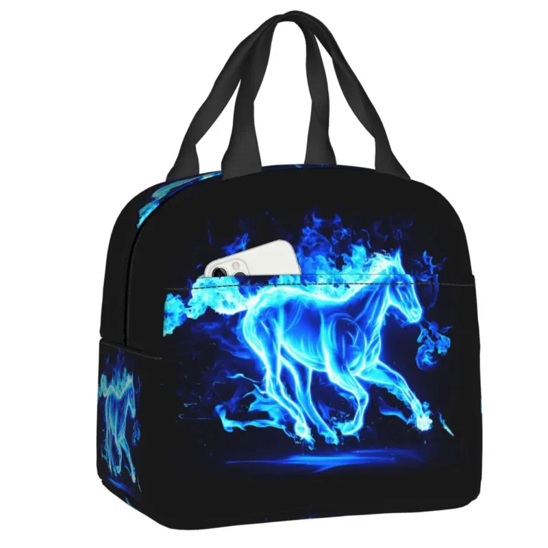 Blue Fire Horse Bag for Work School Leakproof Food Thermal Cooler Insulated Lunch Box Women Children Tote Bags