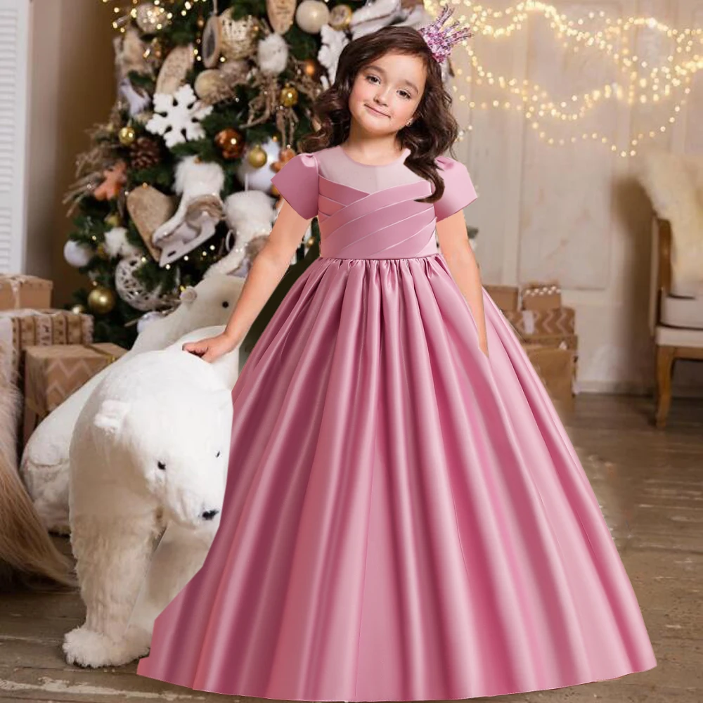 Party Dresses for Girls 10 12 Big Girl Prom Dresses Beautiful 14 Years Girls  Clothes Floor Kids Wedding Satin Purple Dresses - AliExpress