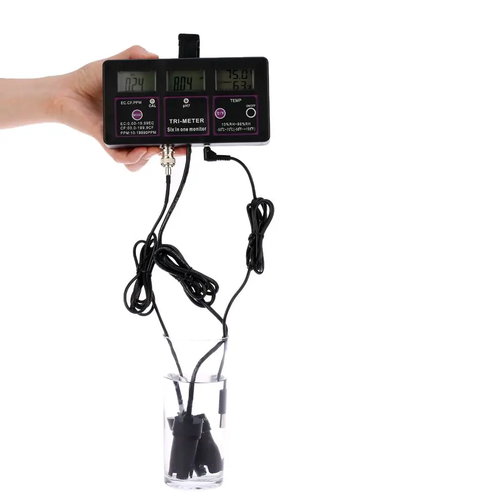 Professional 6 In 1 Aquarium Water Quality Tester PH Meter Monitor Multi-parameter For Test PH / Temperature/ EC / CF RH TDS