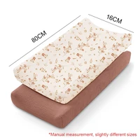 Housse de matelas à langer en coton doux et respirant, 2 pièces, tapis à langer pour nouveau-né, couleur unie, cadeaux de réception-cadeau pour bébé 5