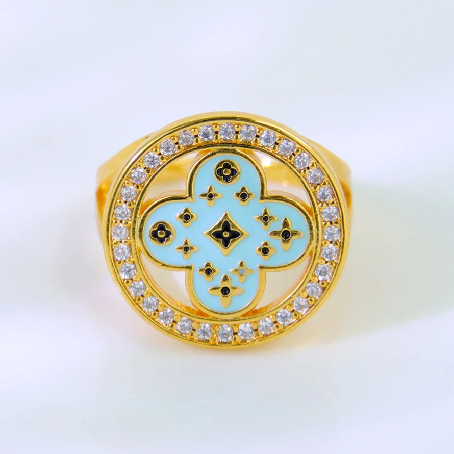 Luxus Dubai vergoldet Ringe 21k Gold Farbe italienischen Zirkon Cocktail Ring Saudi Oman muslimische Frauen Mode Event Party Schmuck – Detail 9