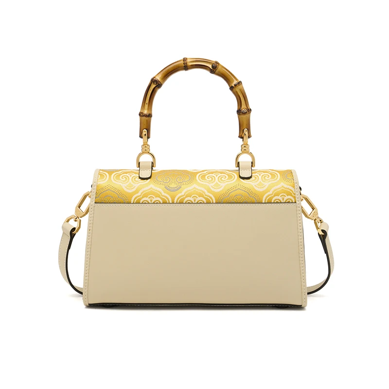 New Arrived High End Leather Bag Handcraft Women Cow Handbag Original Designed Shoulder Bag Bamboo Handle Special Purses#SC1688