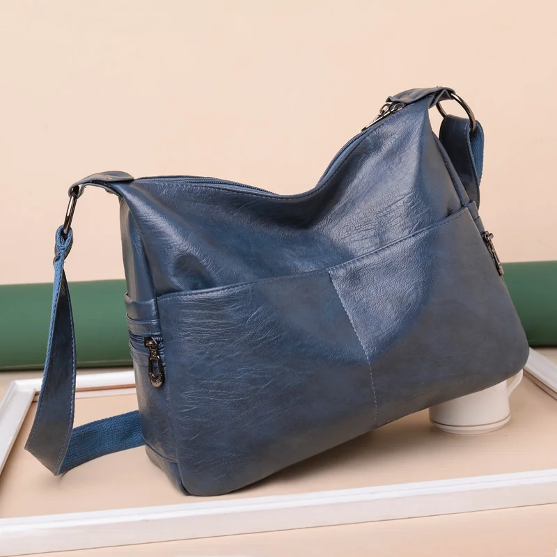 

Large Capacity Women's Shoulder Bag Soft Leather Solid Color Elegant Ladies Messenger Bag Female Wild Style Handbags luxury Sac