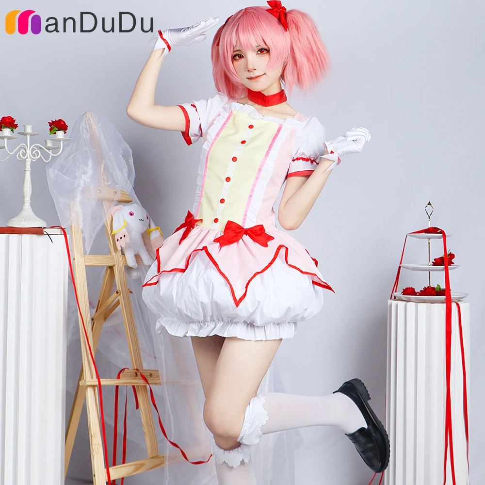 

Anime Puella Magi Madoka Magica Kaname Madoka Cosplay Dress Costume Role Play Comic Con Hallowmas Party Wigs Animation Prop