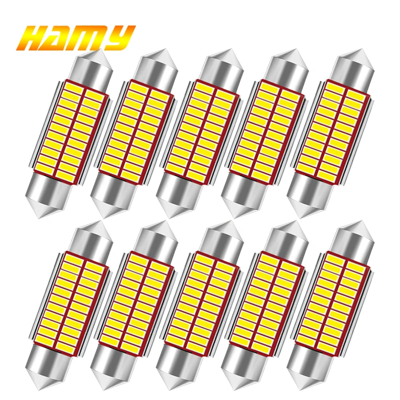 

10 PCS C5W LED Bulb Canbus No Error Festoon 31mm 36mm 39mm 41mm 12V 4014 SMD 7000K White Car Interior Reading Light Trunk Lamps