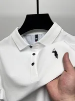 Polo à manches courtes pour hommes marque haut de gamme 100% coton luxe broderie poney confortable respirant à la mode nouveau haut d'été 5