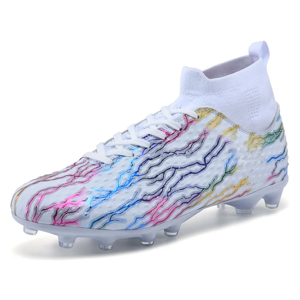 Adult Men's TF/FG New Soccer Shoes High Top Professional Anti-Slip Durable Football Boots Children's Outdoor Soccer Sneakers