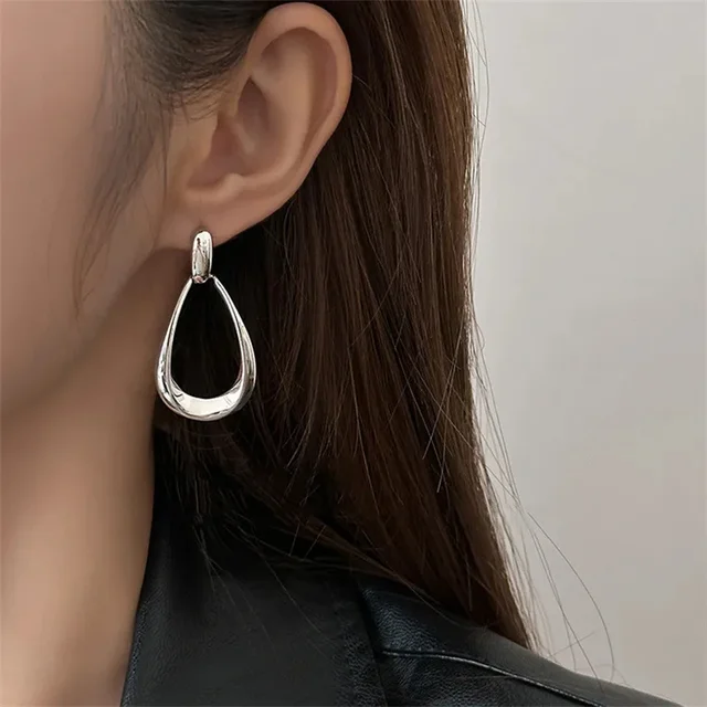 Boucles d'oreilles pendantes en acier inoxydable pour femmes, style vintage, géométriques exagérées, pour fêtes, mariages, cadeaux