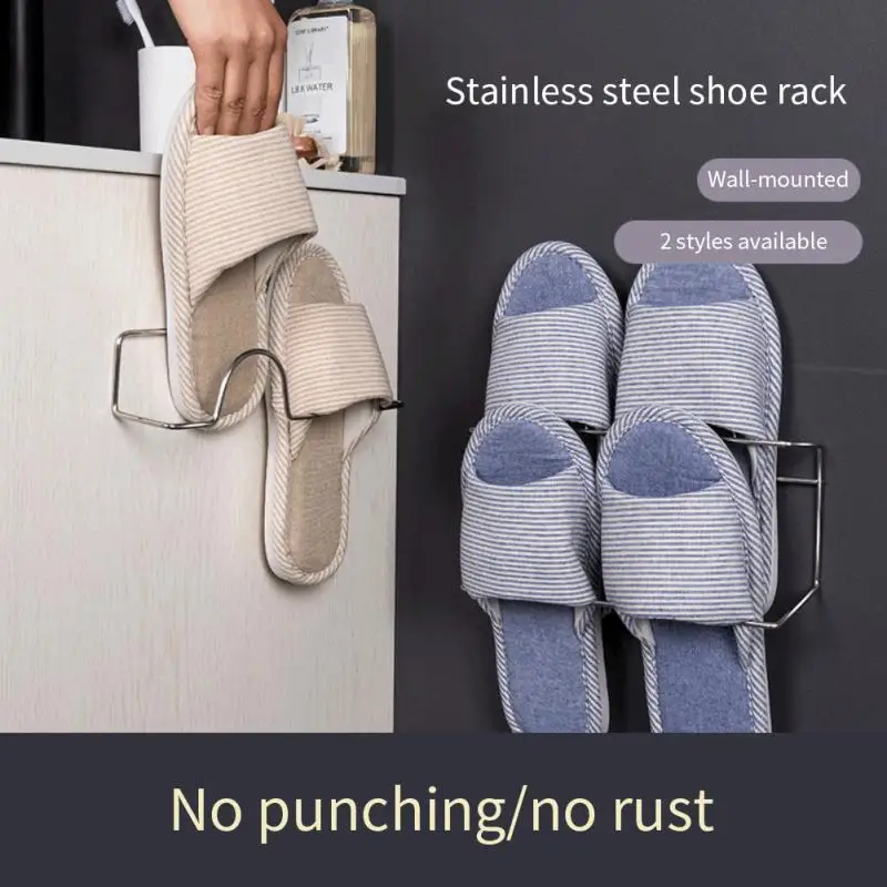 Stainless Steel Shoes Rack Wall Mounted Shoes Holder Hanger Slipper Storage Rack Shelf Shoes Hanging Holder Bathroom Organizer 5