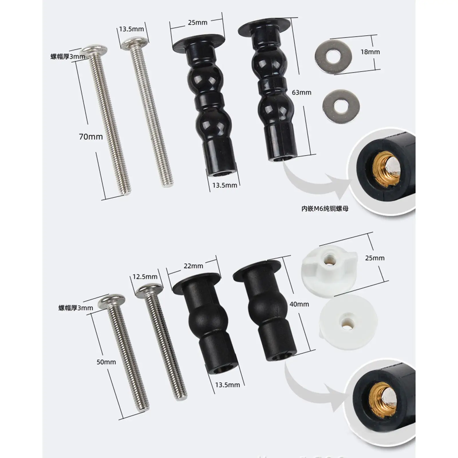 Replacement Toilet Seat Bolts, Hardware, Toilet Seat Parts, Easy Install Fixing Kit, Expanding Nuts, Bolts,