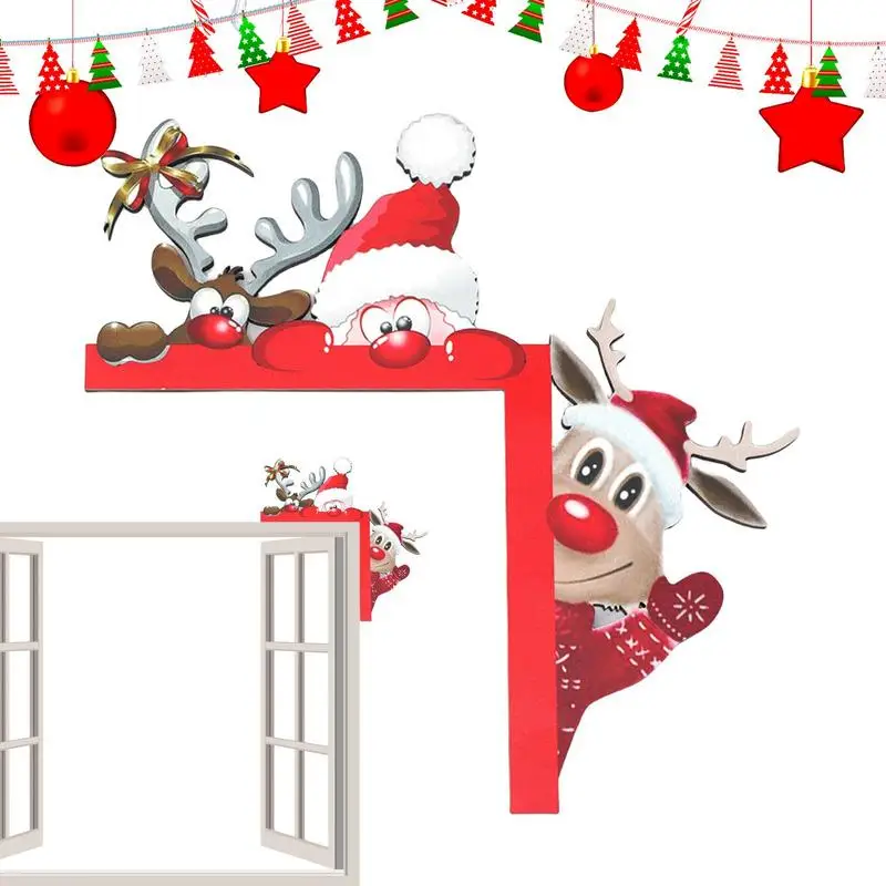 

Wooden Elk Shaped Creative Door Corner Frame Decorations Christmas Santa Claus Door Frame Sign Novelty festival pendent ornament