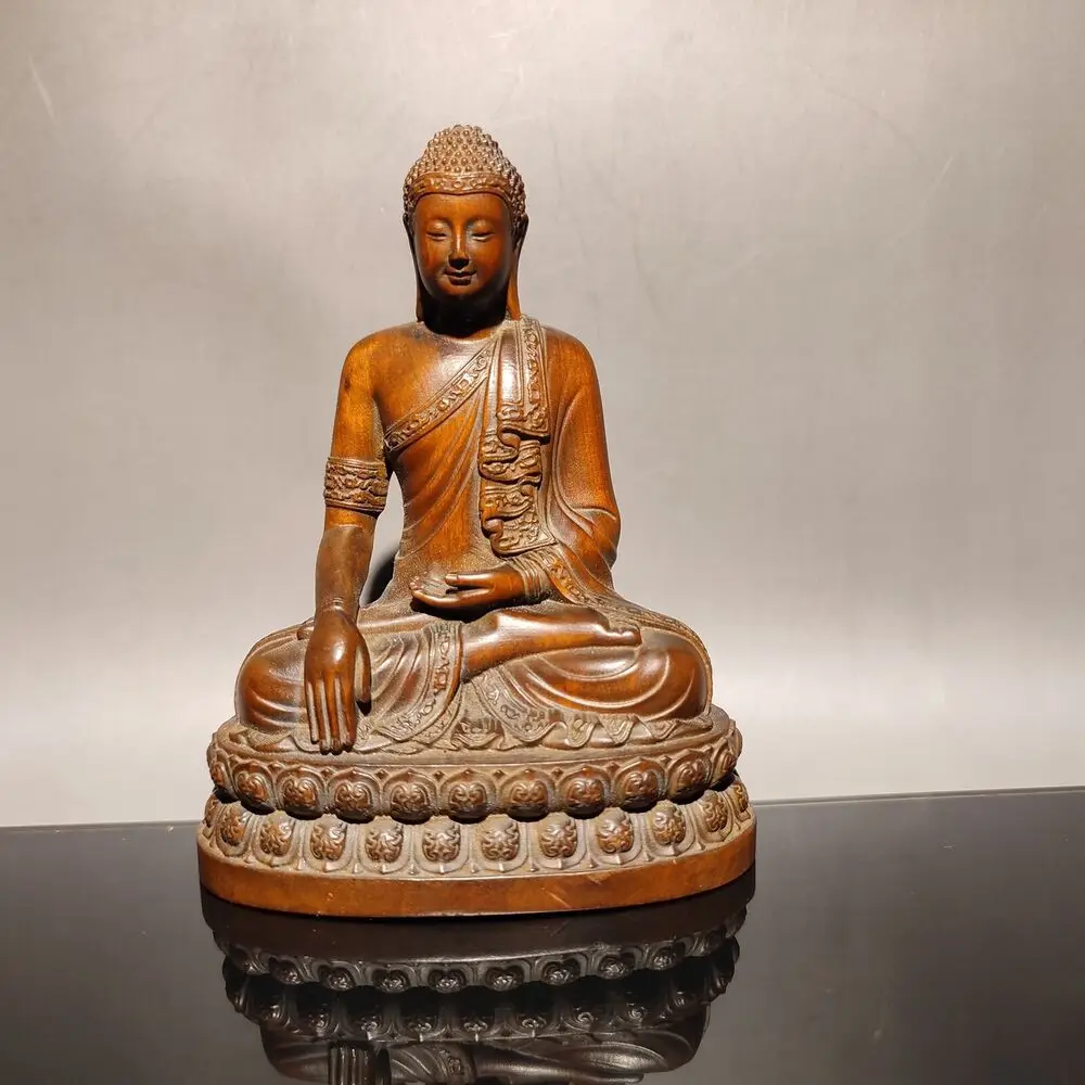 

Vintage Chinese Boxwood Wooden Statue Carvings Zen Buddha Home Decor Sculpture Art Decorations