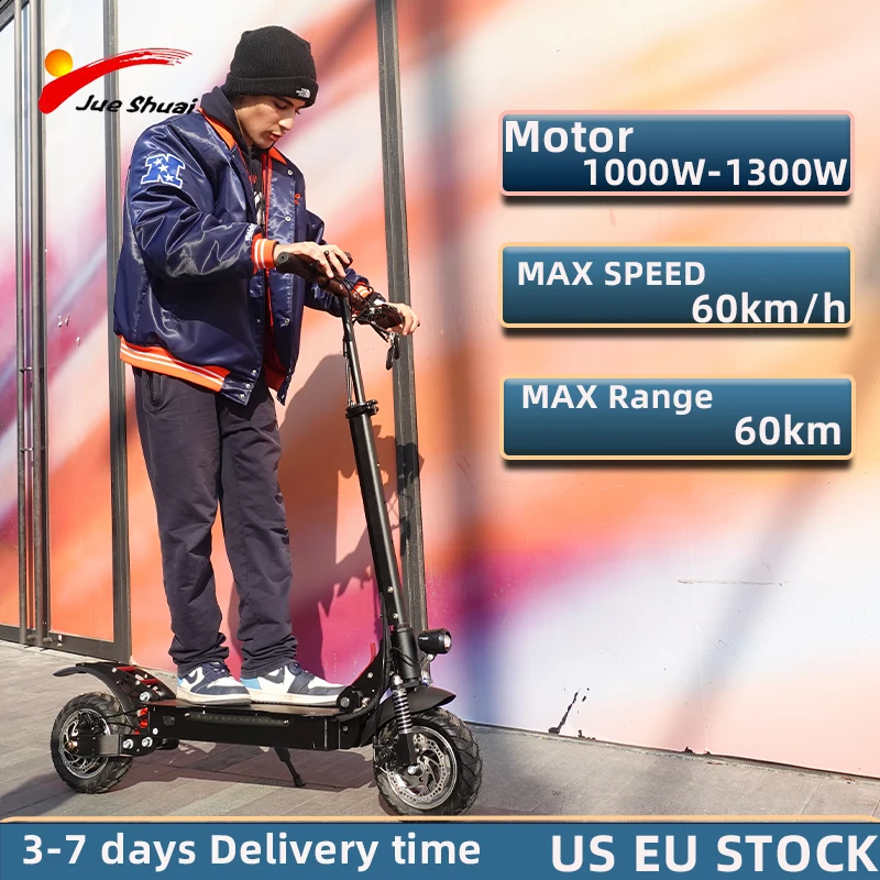 

60KM/H Folding Electric Scooter for Adults with Double Braking System 10'' Pneumatic Tires Portable Commuting Scooter Electric