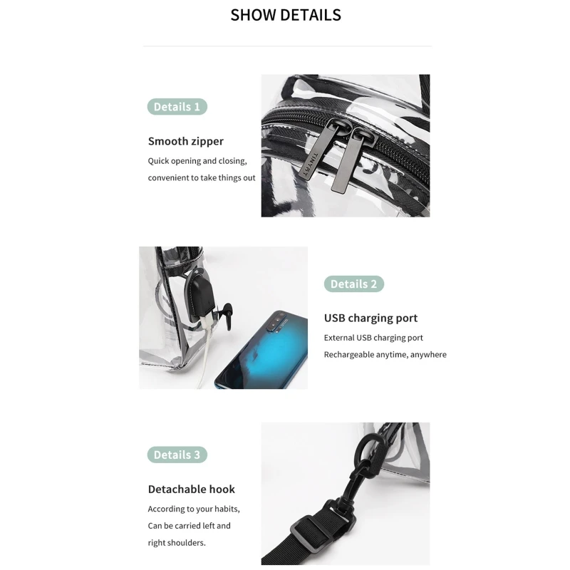 Clear Sling Bag PVC Crossbody Shoulder Bags Transparent Casual Chest Phone for Women Men Perfect for Hiking Stadium Work