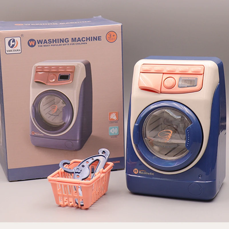 New Simulation Electric Washing Machine toy With Lighting Sound Kids Pretend Play Toys Set Mini Appliances Boys Girls Role Play