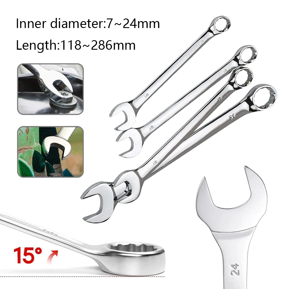 Dual-use plum blossom open end Ratchet wrench 7MM-24MM Combination spanners nut cutter combined Key Repair hand tools Dual-use plum blossom open end Ratchet wrench 7MM-24MM Combination spanners nut cutter combined Key Repair hand tools