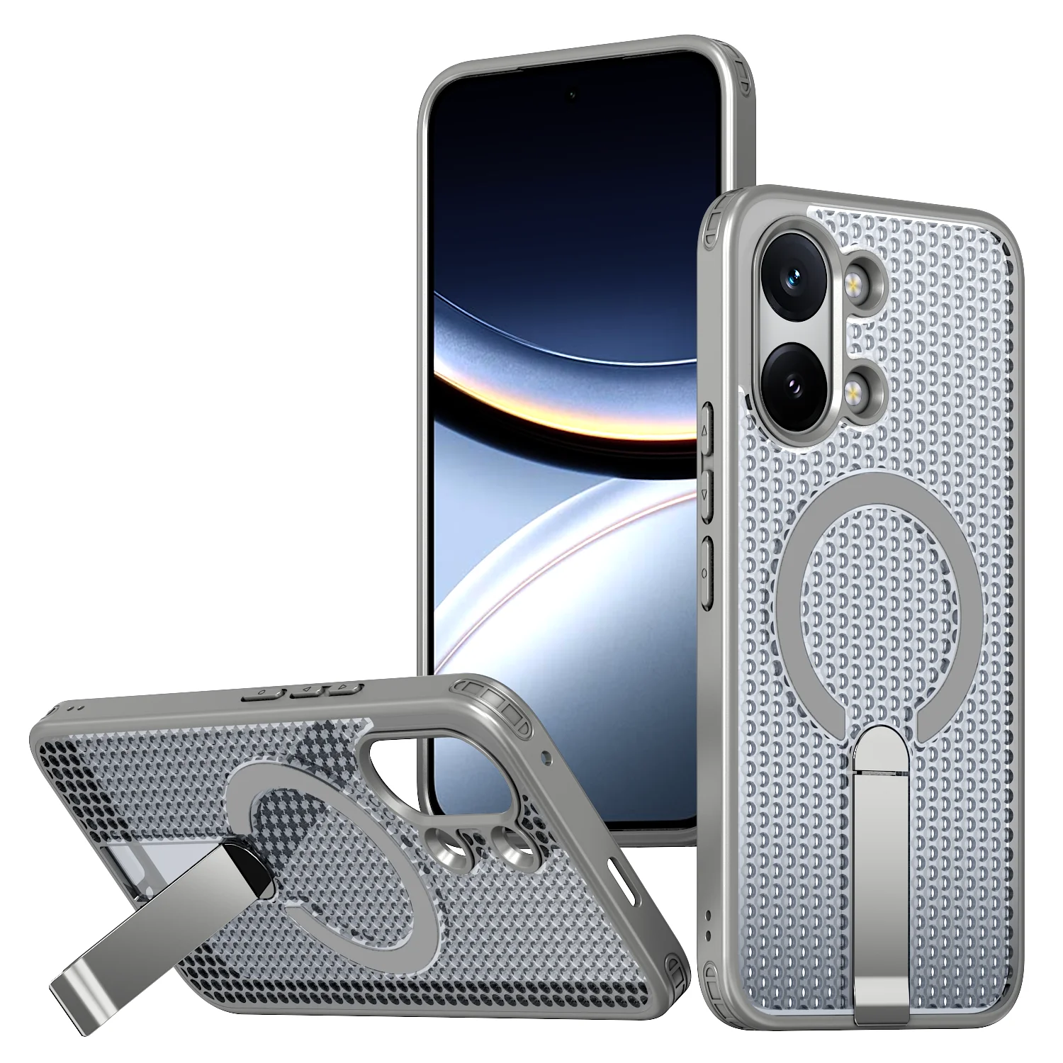 Durable Magnetic Phone Case with Cooling Hole Design and Metal Bracket