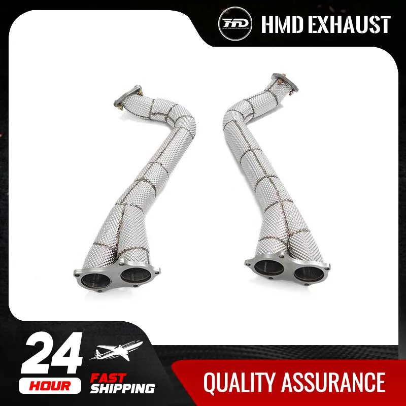 HMD Exhaust System High Flow Performance Downpipe for Porsche 718 GT4 4.0L With OPF Heat Shield Racing Pipe without catalysis