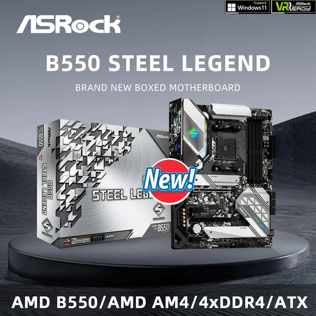 ASRock Brand New B550 Steel Legend Motherboard AM4 Supports