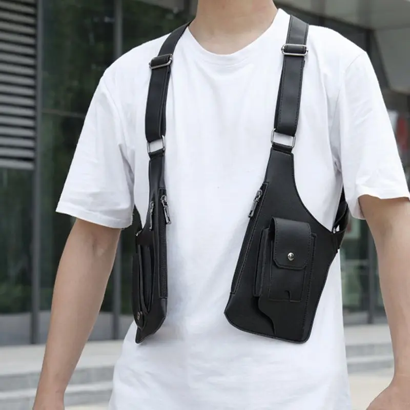 Medieval Retro PU Leather Holster Bag Shoulder Bag Leather Festival Burning man Holster Mens Harness Hidden leather holster bag