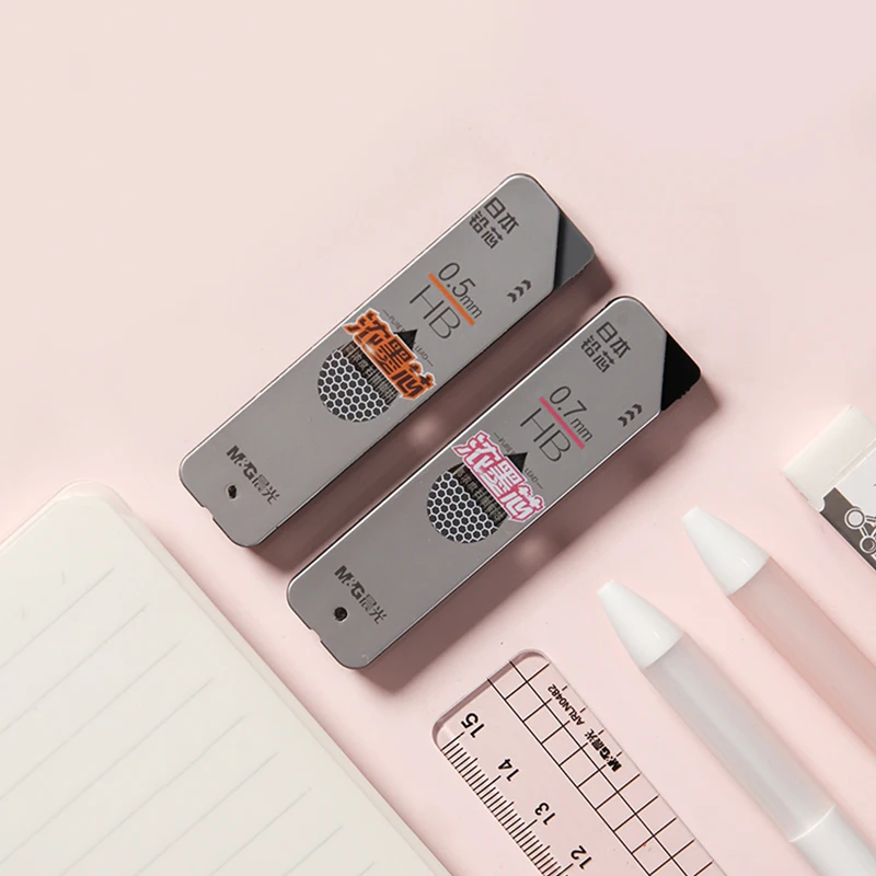 M&G 4pcs HB 0.5mm/0.7mm 기계식 연필심 자동 연필심 코어 드로잉 스케치 도구 문구 학교 및 사무용품