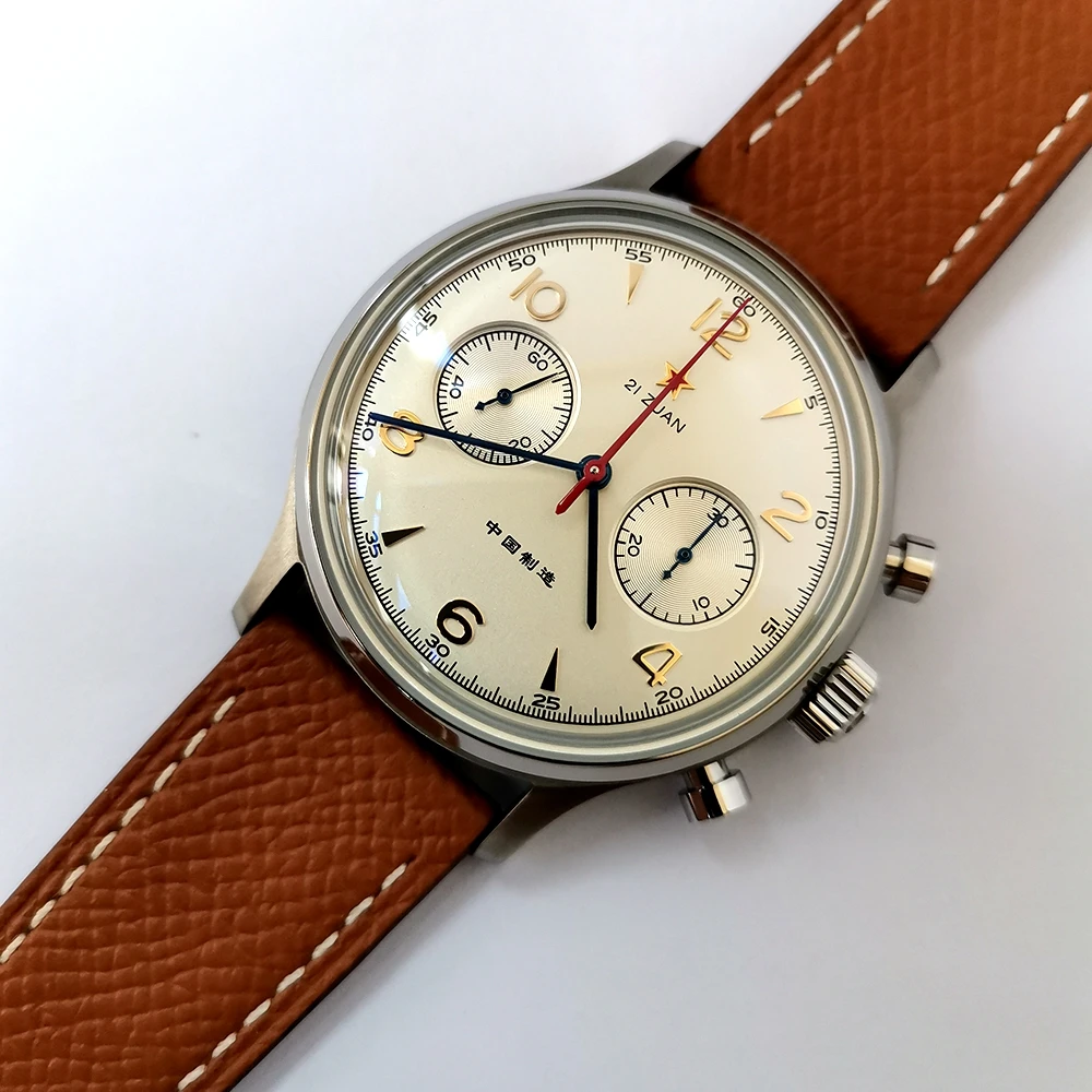 Titanium 1963 Pilot Chronograph Watch Tianjin St19 Chrono Watch Men 40Mm Hand Wind Orologi Da Polso Meccanici Orologi Vintage 1963