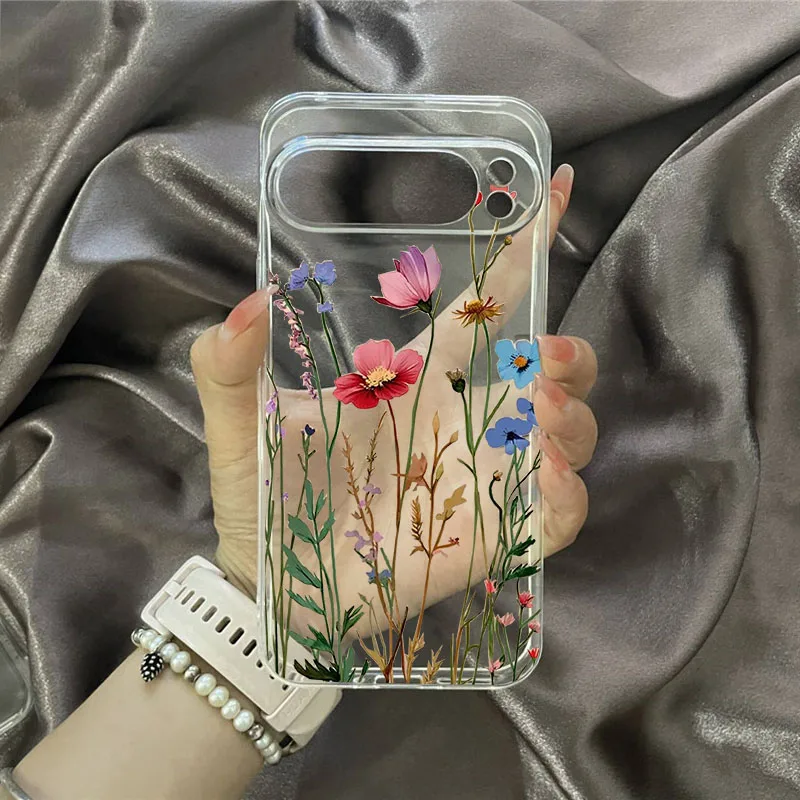 Beautiful Flowers Phone Case For Google Pixel 8A 9 Pro XL 8 Pro 10 7 6A 5G Luxury Floral Pattern Transparent Soft TPU Cover Capa - 2