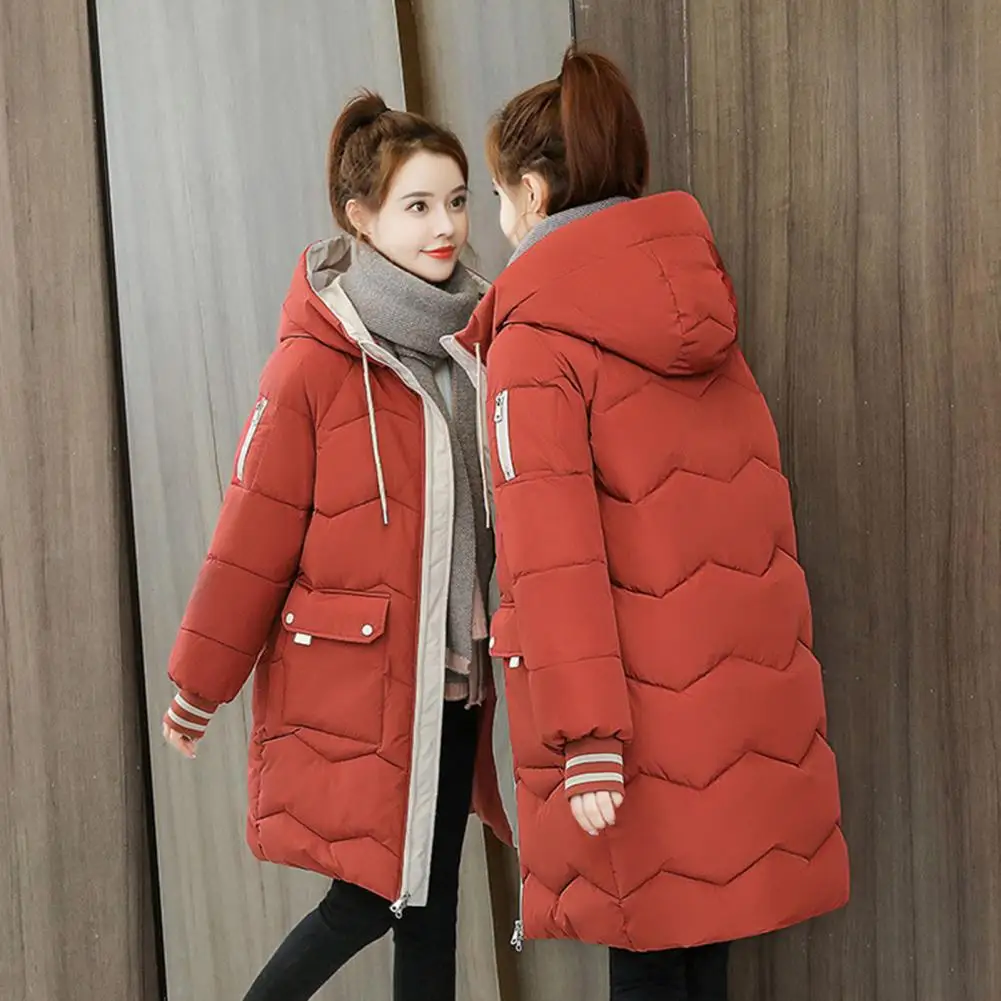 

2023 Winter Women Jacket Coats Long Parkas Female Down Cotton Hooded Overcoat Thick Warm Jackets Windproof Casual Student Coat