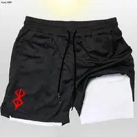 Anime Berserk 2 in 1 Breathable Stretch Men's Shorts Gym High Performance Double Layer Quick Dry Compression Men 2