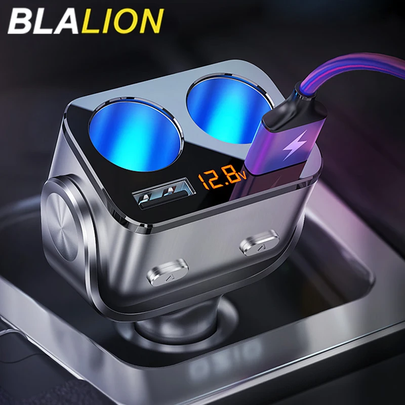 Bilayon car charger 66 watt dual USB with cigarette lighter splitter QC3.0