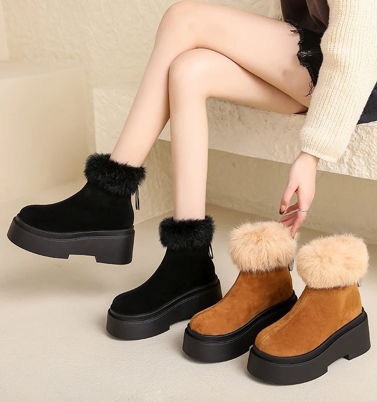 

Back Zip Flat Heel White Ankle Boots Winter Shoes For Women Zipper Round Toe Boots-Women Plush Clogs Platform Low 2023 High Heel