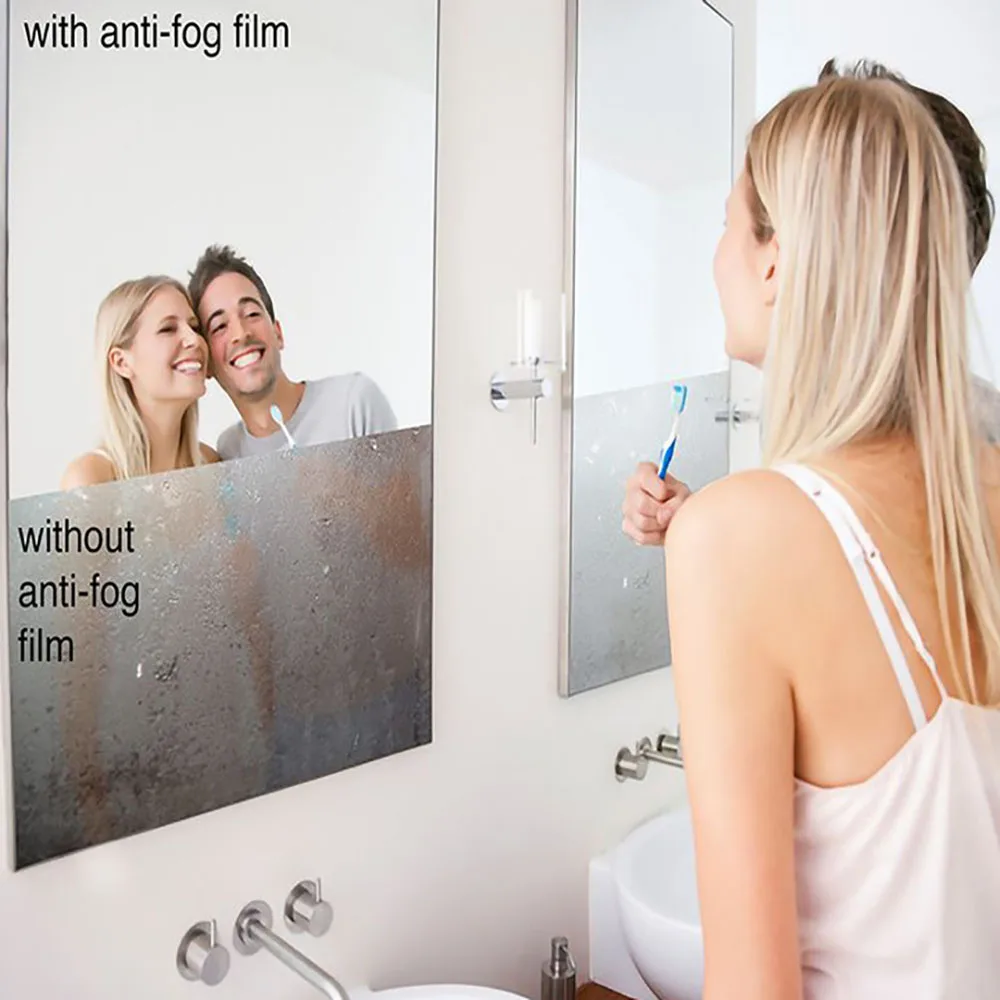 0.5x2m/20"x78.7" Clear Protective Layer Clear Anti Fog Film Premium Antibacterial for Rearview Mirror Bathroom Mirror Film
