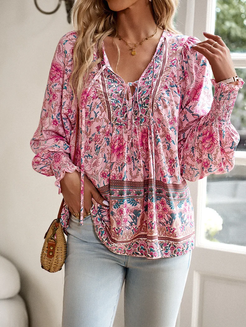 thumbnail image 1 of Camisa estampada para mujer Otoño 2024 Temperamento Cuello en V Manga larga Ropa de mujer Promoción Camiseta Cuteore Taylors Swift, 1 of 4