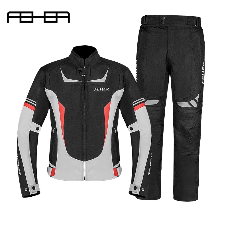 FEHER Motorcycle Jacket Man Suit All Seasons Night Reflective Design Waterproof High Quality Motorcycle Riding Pants and Jackets
