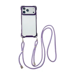 Long Rope Phone Case with Neck Strap and Drop Protection - iPhone 15 Plus (PURPLE)