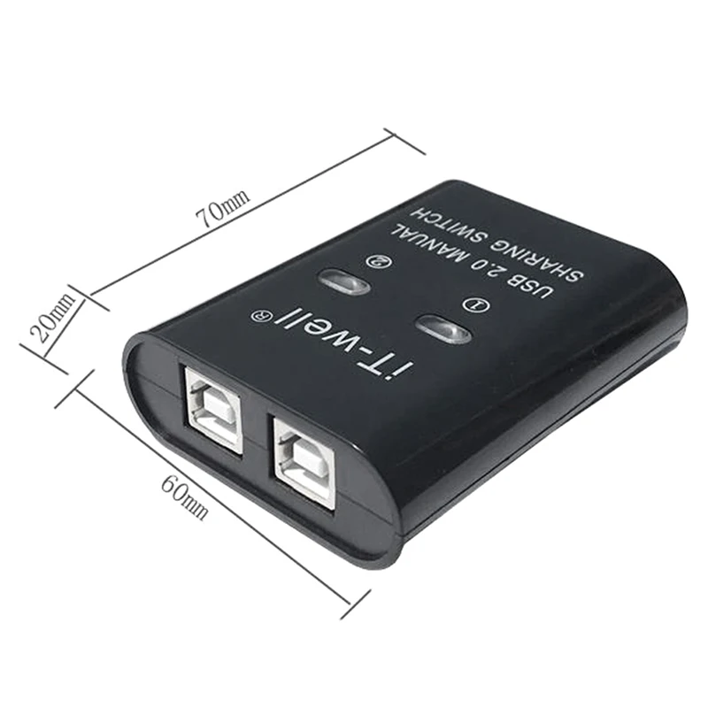 Smart Switches Push Button Switch USB Printer Sharing Device 2 In 1 Out 2-Port Manual Kvm Switching Splitter Hub Converter
