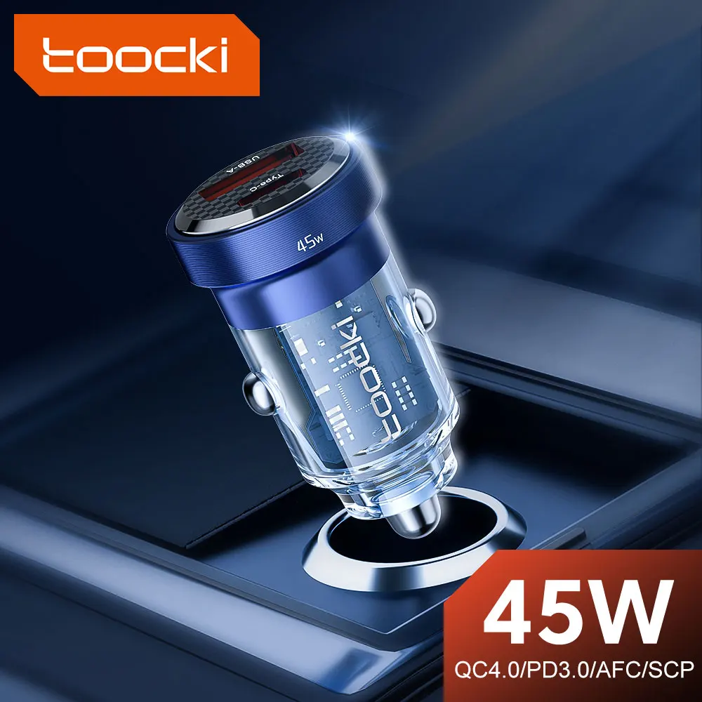 Toocki 45W Type C Fast Charging Auto Mobile Phone Charger Adapter For iPhone 15 14 13 12 11 Samsung Huawei PD AFC SCP QC 3.0