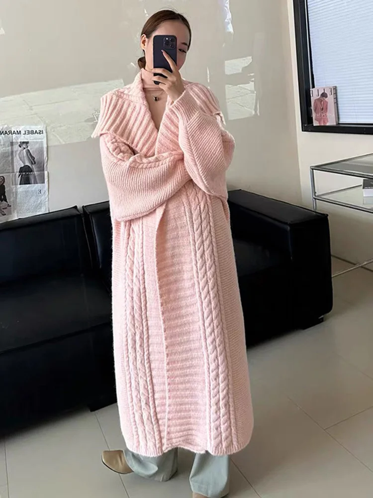 LANMREM Casual Long Knited Cardigan Women's 2025 Spring