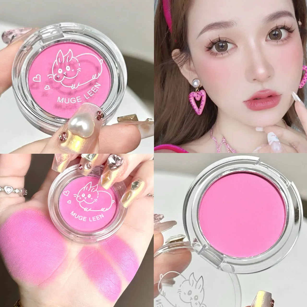 Powder Blusher Blush Powder Blush Plate Facial Blusher Natural Cheek Tint Blush Palette Waterproof Matte 1pcs