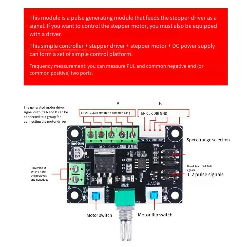 DC8-24 V Stepper Motor Pulse Signal Generator Module For Stepper Motor Driver Controller Speed Regulator