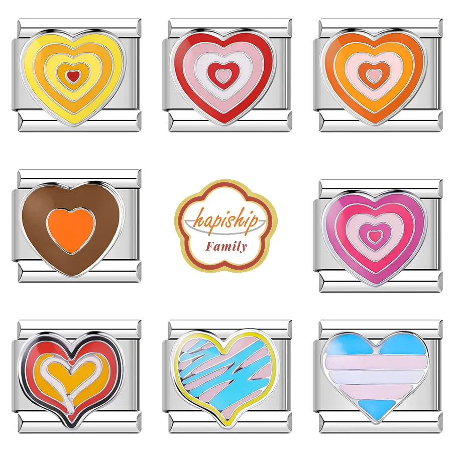 

Hapiship Family Fashions Romantic Love Heart Star Charm Links Fit 9mm Bracelet Stainless Steel Making DIY Women Jewelry NEW014