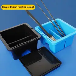 Painting Bucket Leak-proof Multifunctional Category Storage Slot Design Hold Paintbrush Square Shape Watercolor Pen Holder