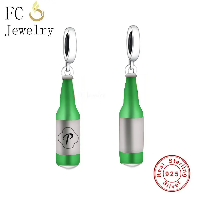 

Fit Original Pan Charms Bracelet Authentic 925 Sterling Silver Green Enamel Bear Bottle Bead For Making Women Berloque 2023 DIY