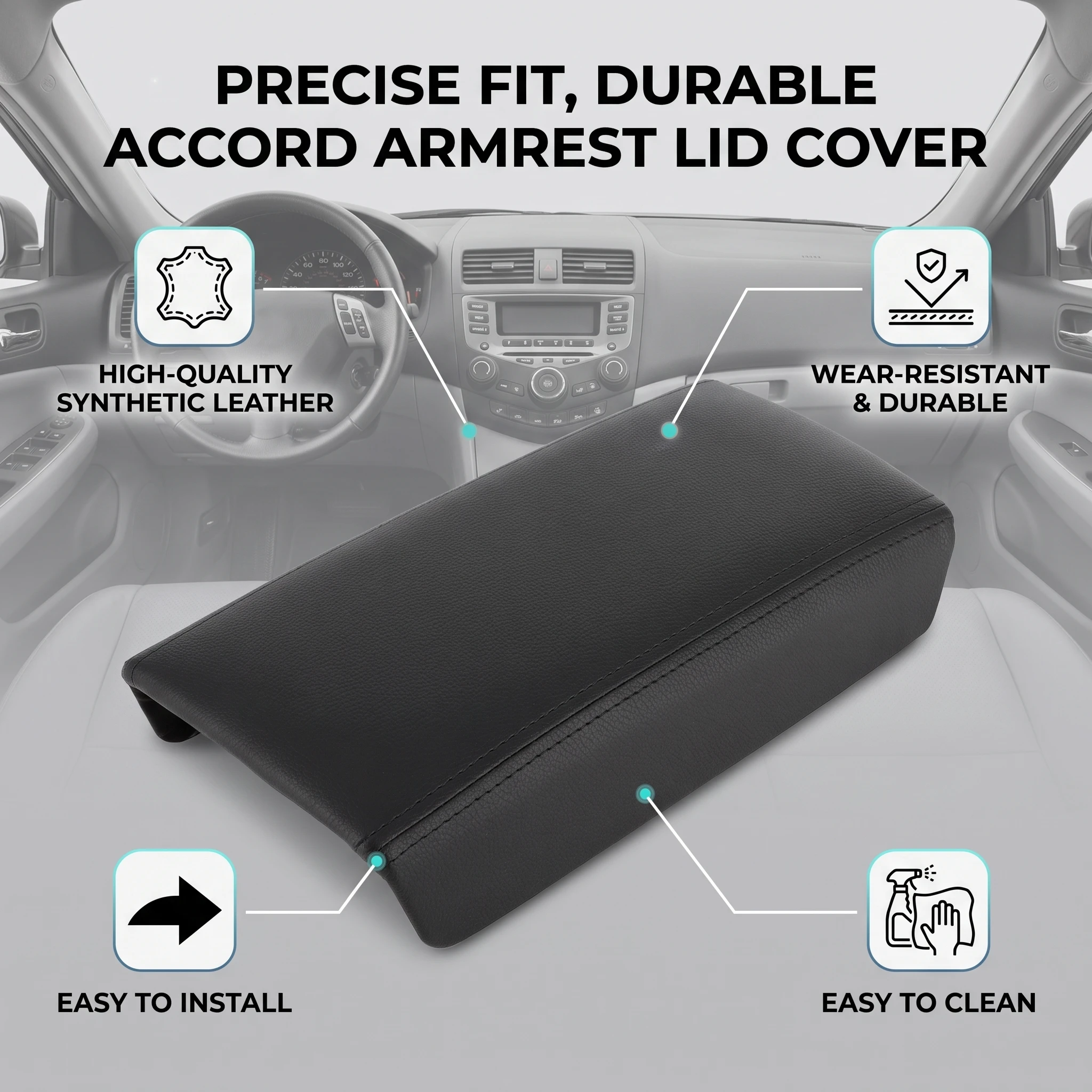 Premium Leather Center Console Armrest Lid - Central Box Cover