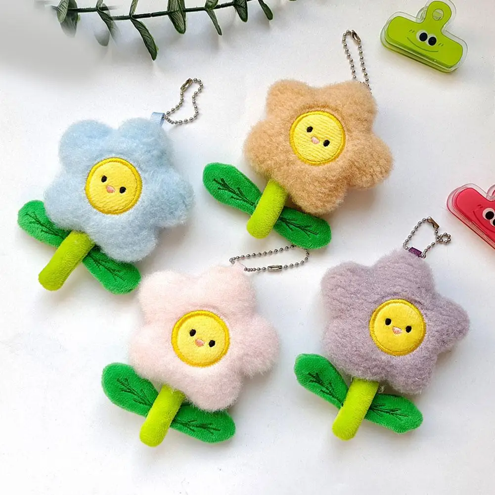 

1pcs Cute Sunflower Plush Keychain Kawaii Cartoon Pendant Girl Children Flower Bag Wholesale Gift Wallet Pendent Stuff P1b3