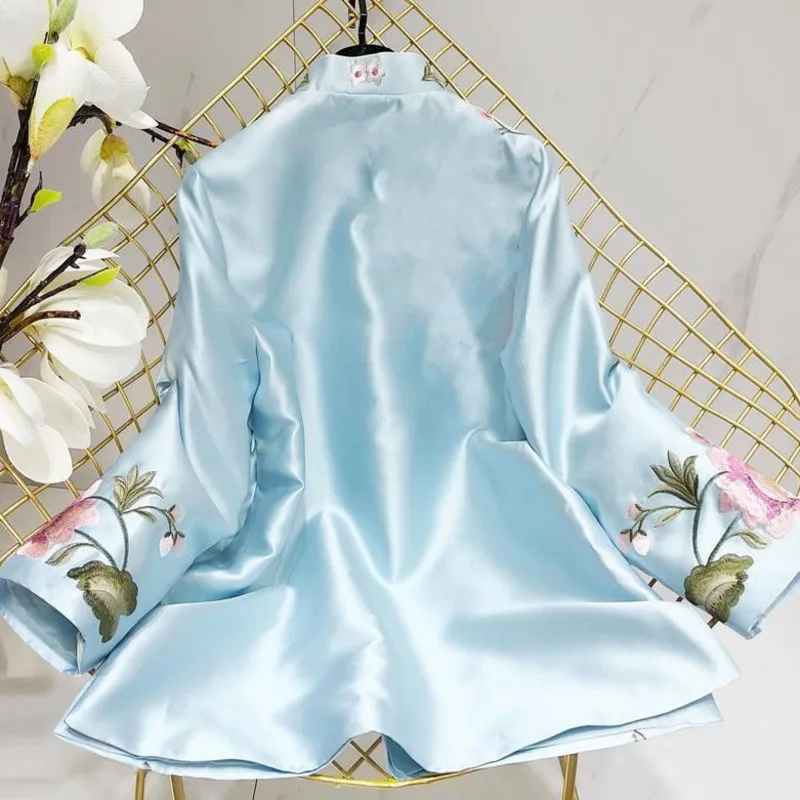 Tang Suit Shirt National Style Traditional Elegant Embroidery Women Chinese Vintage Blouse Plus Size 4XL Loose Female Hanfu Tops