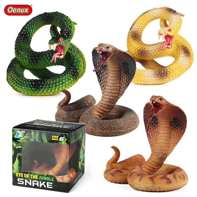 

Лесные змеи животные Кобра погремушка питон экшн-фигурки рептилии модель твердый ПВХ Коллекционные детские игрушки подарки с коробкой